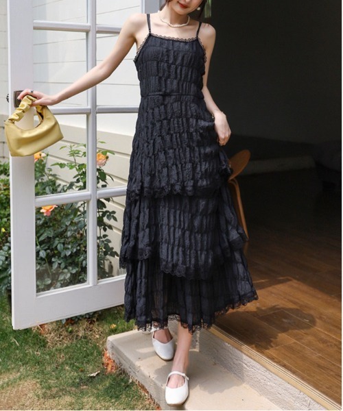 2色♥リラックスムード ロングキャミワンピース/追跡有 She's Closet（シーズクローゼット）の「メッシュ編み透かし柄