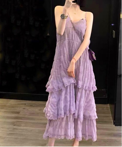 gossip！ロサンゼルス（ゴシップロサンゼルス）の「前後2WAYフェミニンレースレイヤードティアードロングキャミワンピース（ワンピース・レディース・ホワイト/アイボリー/パープル/ブラック/ライトパープル・FREE）」の13枚目の写真