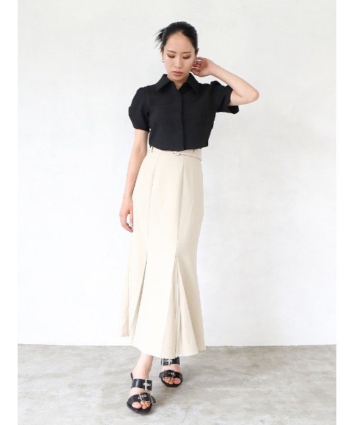 ENVYM（アンビー）の「マーメイドプリーツスカート（スカート・レディース・ブラック/アイボリー・FREE）」の3枚目の写真