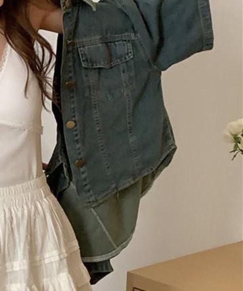 FREE STYLISTS(フリー スタイリスト)の「YUGA_YGMC デニム クロップドシャツ ジャケット(デニムジャケット・レディース・インディゴブルー/ブルー・S/M)」の19枚目の写真