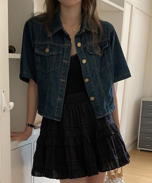 FREE STYLISTS(フリー スタイリスト)の「YUGA_YGMC デニム クロップドシャツ ジャケット(デニムジャケット・レディース・インディゴブルー/ブルー・S/M)」の14枚目の写真