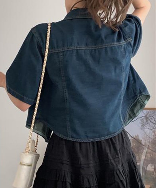 FREE STYLISTS(フリー スタイリスト)の「YUGA_YGMC デニム クロップドシャツ ジャケット(デニムジャケット・レディース・インディゴブルー/ブルー・S/M)」の16枚目の写真