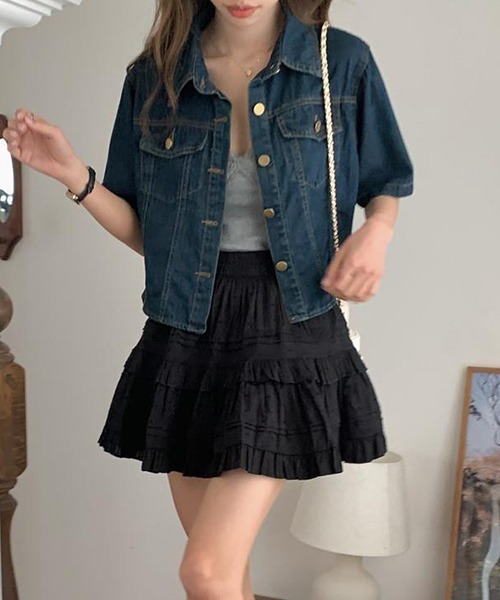 FREE STYLISTS(フリー スタイリスト)の「YUGA_YGMC デニム クロップドシャツ ジャケット(デニムジャケット・レディース・インディゴブルー/ブルー・S/M)」の22枚目の写真