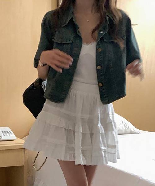 FREE STYLISTS(フリー スタイリスト)の「YUGA_YGMC デニム クロップドシャツ ジャケット(デニムジャケット・レディース・インディゴブルー/ブルー・S/M)」の5枚目の写真