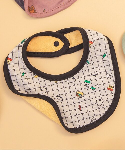 BREEZE（ブリーズ）の「リバーシブルスタイ マイファーストブリーズ（スタイ/よだれかけ・キッズ・ベージュ/パープル/ブラック/グレー/ブラウン/ターコイズブルー/チェック/チャコール/オレンジ/グリーン/アイボリー/オフホワイト/ミント/レインボー/ラベンダー・80）」の3枚目の写真