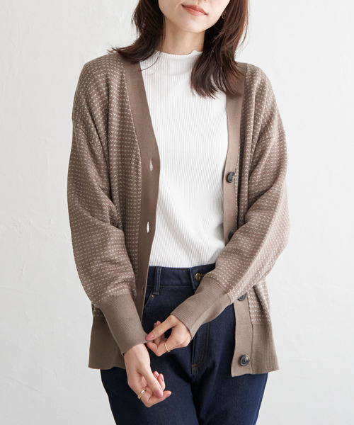 ikka（イッカ）の「Vネックカーディガン（カーディガン/ボレロ・レディース・ブラック/イエロー/グリーン/ネイビー/モカ・S/M/L）」の3枚目の写真