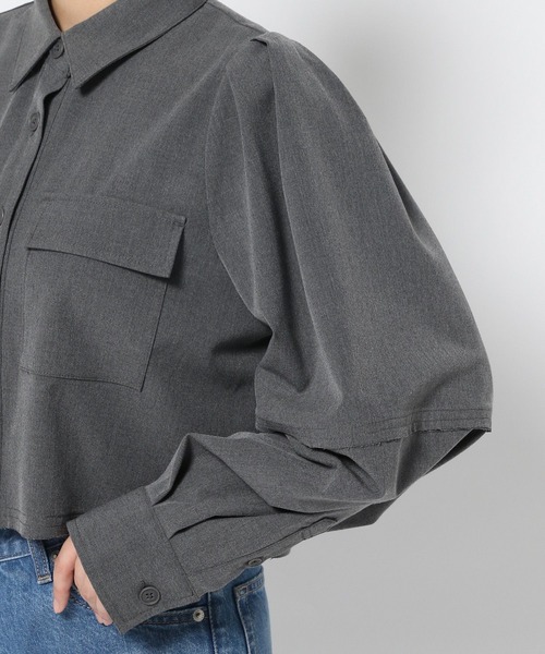 LOWRYS FARM（ローリーズファーム）の「ＴＲクロップドシャツＬＳ　965134（シャツ/ブラウス・レディース・グレー/ネイビー・FREE）」の18枚目の写真