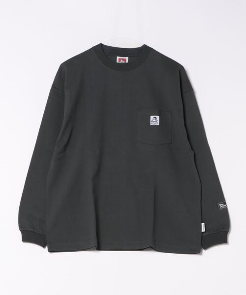BEN DAVIS（ベンデイビス）の「【BEN DAVIS/ベンデイビス】 ポケ付き ビッグシルエット ロンT　 無地　ストリート スケータースタイル　ユニセックス（Tシャツ/カットソー・メンズ・ブラック/ダークパープル/ダークブルー/ホワイト/グレー/チャコールグレー・MEDIUM/SMALL/X-LARGE/LARGE）」の4枚目の写真