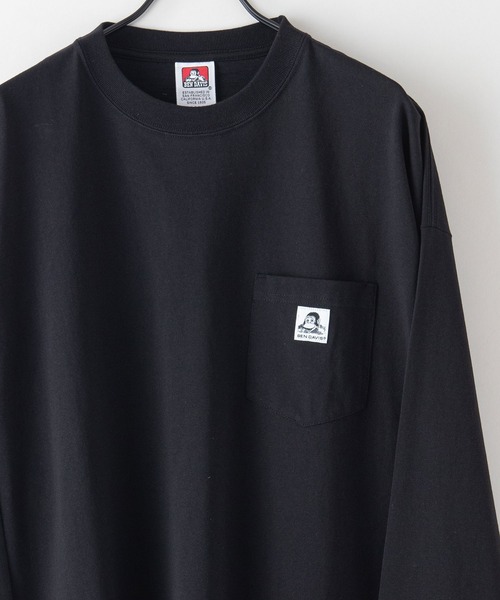 BEN DAVIS（ベンデイビス）の「【BEN DAVIS/ベンデイビス】 ポケ付き ビッグシルエット ロンT　 無地　ストリート スケータースタイル　ユニセックス（Tシャツ/カットソー・メンズ・ブラック/ダークパープル/ダークブルー/ホワイト/グレー/チャコールグレー・MEDIUM/SMALL/X-LARGE/LARGE）」の3枚目の写真