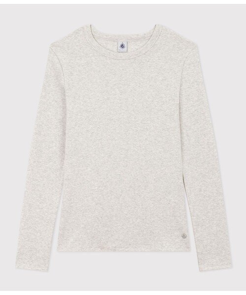 PETIT BATEAU(プチバトー)の「クルーネック長袖Tシャツ(Tシャツ/カットソー・レディース・ライトグレー・SMALL/LARGE/MEDIUM/XX-SMALL/X-SMALL)」の1枚目の写真