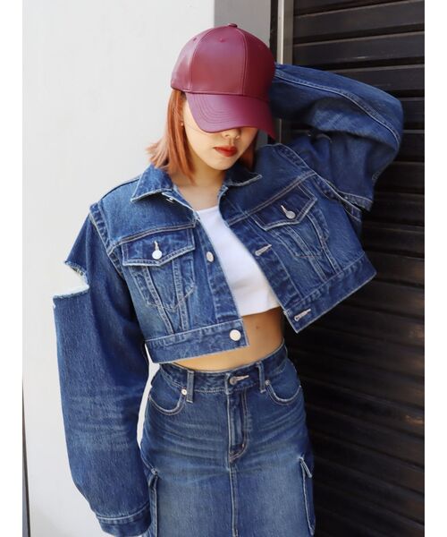 EVRIS（エヴリス）の「フェイクレザーキャップ（キャップ・レディース・ブラック/レッド・FREE）」の5枚目の写真