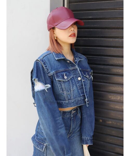 EVRIS（エヴリス）の「フェイクレザーキャップ（キャップ・レディース・ブラック/レッド・FREE）」の6枚目の写真