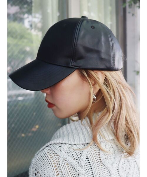 EVRIS（エヴリス）の「フェイクレザーキャップ（キャップ・レディース・ブラック/レッド・FREE）」の13枚目の写真