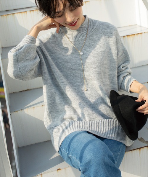 ebure クリアコットンミドルゲージハイネックトップス クリアコットンミドルゲージ ニットセーター | ebure (Women
