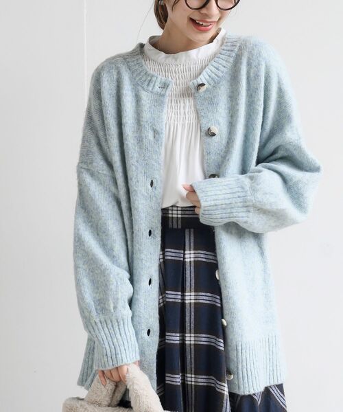 rps(アールピーエス)の「ベルト付きクルーネックミドル丈ニットカーディガン(カーディガン/ボレロ・レディース・ブラウン/ピンク/ブルー/ベージュ系その他・フリー)」の4枚目の写真