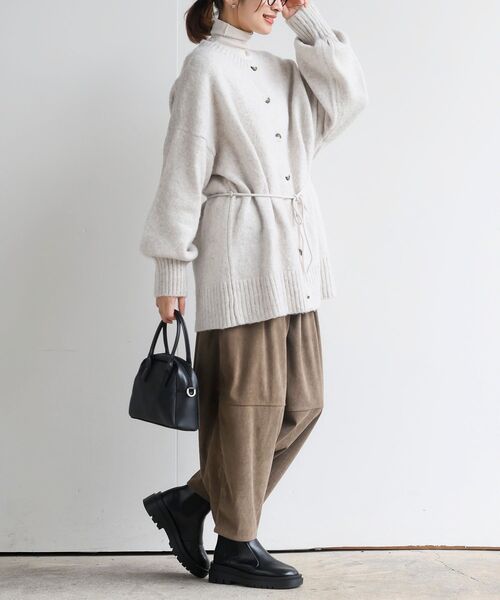 rps(アールピーエス)の「ベルト付きクルーネックミドル丈ニットカーディガン(カーディガン/ボレロ・レディース・ブラウン/ピンク/ブルー/ベージュ系その他・フリー)」の8枚目の写真