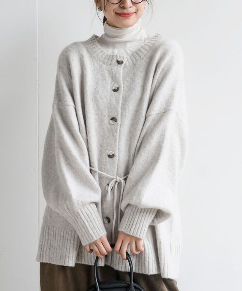 rps(アールピーエス)の「ベルト付きクルーネックミドル丈ニットカーディガン(カーディガン/ボレロ・レディース・ブラウン/ピンク/ブルー/ベージュ系その他・フリー)」の9枚目の写真