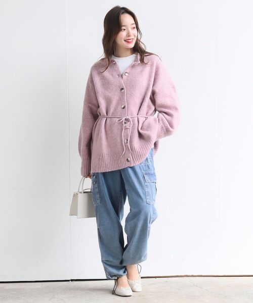 rps(アールピーエス)の「ベルト付きクルーネックミドル丈ニットカーディガン(カーディガン/ボレロ・レディース・ブラウン/ピンク/ブルー/ベージュ系その他・フリー)」の21枚目の写真