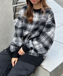 INGNI | 胸刺しゅうロゴチェックリブチュニットップス(その他トップス)