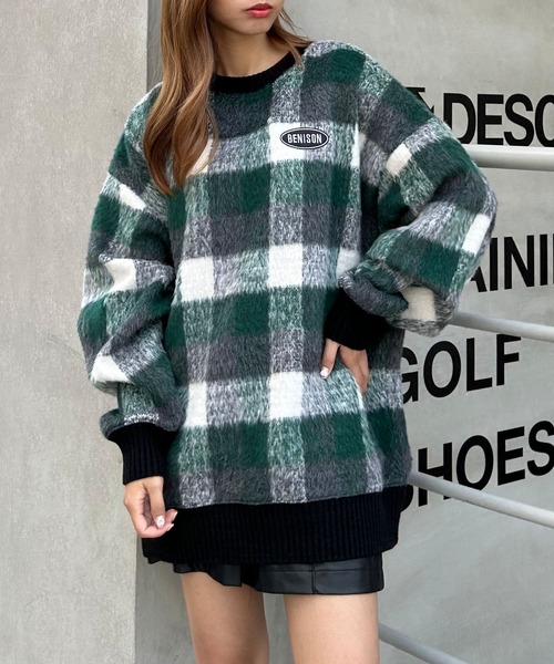 INGNI（イング）の「胸刺しゅうロゴチェックリブチュニットップス（その他トップス・レディース・ブラック/ブラック系その他/グリーン・M）」の3枚目の写真