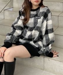 INGNI | 胸刺しゅうロゴチェックリブチュニットップス(その他トップス)