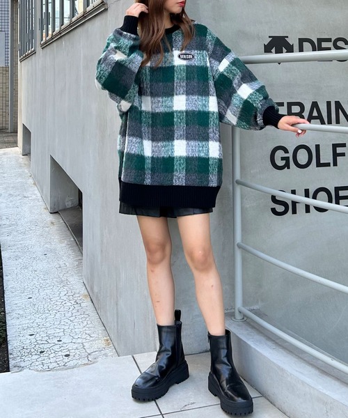 INGNI（イング）の「胸刺しゅうロゴチェックリブチュニットップス（その他トップス・レディース・ブラック/ブラック系その他/グリーン・M）」の18枚目の写真