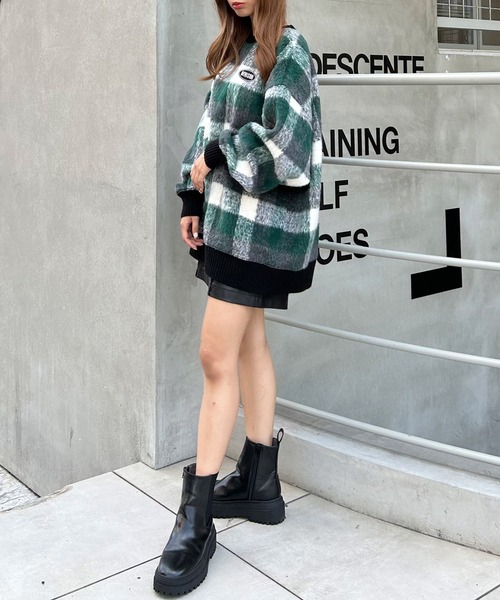 INGNI（イング）の「胸刺しゅうロゴチェックリブチュニットップス（その他トップス・レディース・ブラック/ブラック系その他/グリーン・M）」の19枚目の写真