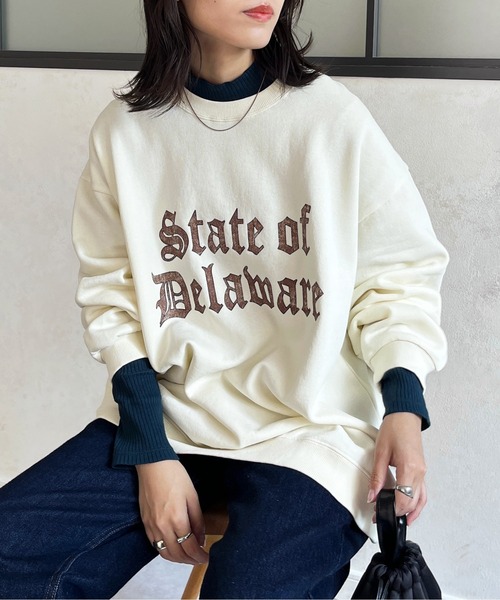 CPCM(シーピーシーエム)の「パウダー加工プリントスウェット(スウェット・メンズ・ブラック/アイボリー/ホワイト/オフホワイト/チャコールグレー/ブラック系その他・LARGE/MEDIUM)」の1枚目の写真