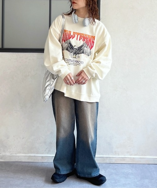 CPCM(シーピーシーエム)の「パウダー加工プリントスウェット(スウェット・メンズ・ブラック/アイボリー/ホワイト/オフホワイト/チャコールグレー/ブラック系その他・LARGE/MEDIUM)」の16枚目の写真