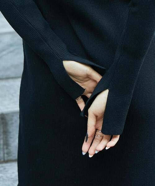 FREE'S MART（フリーズマート）の「◆リブニットロングワンピース（ワンピース・レディース・ホワイト/ブラウン/ブラック/ライトグリーン・MEDIUM/SMALL）」の5枚目の写真