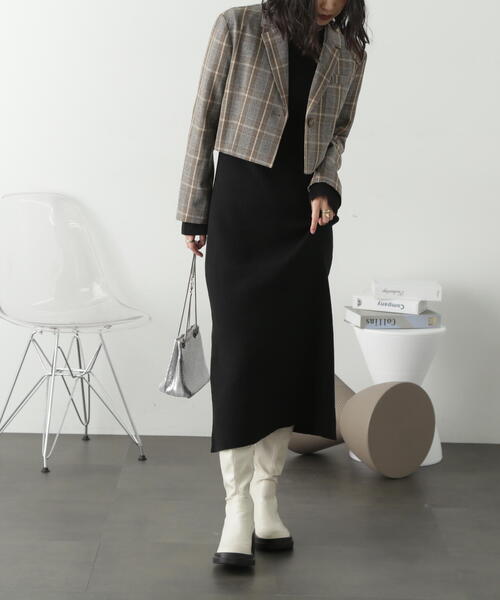 FREE'S MART（フリーズマート）の「◆リブニットロングワンピース（ワンピース・レディース・ホワイト/ブラウン/ブラック/ライトグリーン・MEDIUM/SMALL）」の10枚目の写真