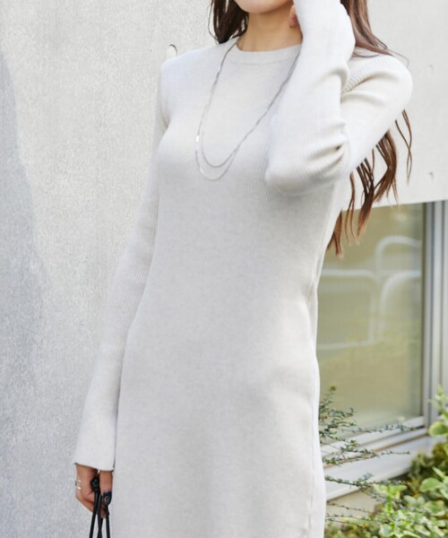 FREE'S MART（フリーズマート）の「◆リブニットロングワンピース（ワンピース・レディース・ホワイト/ブラウン/ブラック/ライトグリーン・MEDIUM/SMALL）」の16枚目の写真