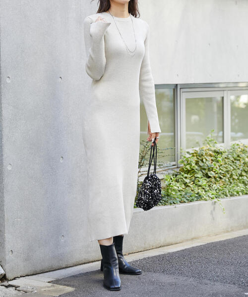 FREE'S MART（フリーズマート）の「◆リブニットロングワンピース（ワンピース・レディース・ホワイト/ブラウン/ブラック/ライトグリーン・MEDIUM/SMALL）」の18枚目の写真