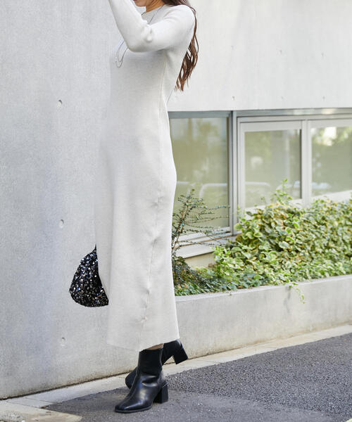 FREE'S MART（フリーズマート）の「◆リブニットロングワンピース（ワンピース・レディース・ホワイト/ブラウン/ブラック/ライトグリーン・MEDIUM/SMALL）」の20枚目の写真