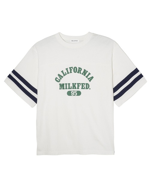 MILKFED.(ミルクフェド)の「STRIPED SLEEVE S/S TOP(Tシャツ/カットソー・レディース・ネイビー/ライトブルー/ホワイト・ONE SIZE)」の8枚目の写真