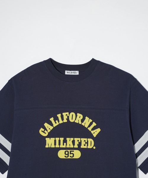 MILKFED.(ミルクフェド)の「STRIPED SLEEVE S/S TOP(Tシャツ/カットソー・レディース・ネイビー/ライトブルー/ホワイト・ONE SIZE)」の10枚目の写真