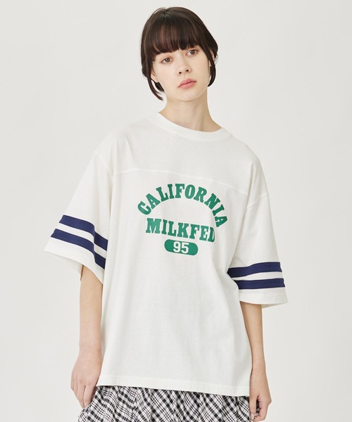 MILKFED.(ミルクフェド)の「STRIPED SLEEVE S/S TOP(Tシャツ/カットソー・レディース・ネイビー/ライトブルー/ホワイト・ONE SIZE)」の16枚目の写真