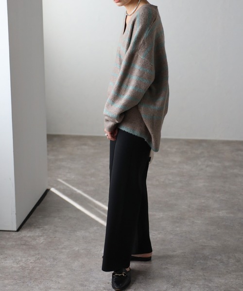 Bonjour Sagan(ボンジュールサガン)の「ダンボールニットセンターシームパンツ(その他パンツ・レディース・ブラウン/ブラック/チャコールグレー・FREE)」の6枚目の写真