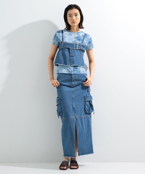 Ray BEAMS（レイビームス）の「Ray BEAMS / デニム プリント Tシャツ（Tシャツ/カットソー・レディース・ブラック/ブルー系その他4・ONE SIZE）」の10枚目の写真