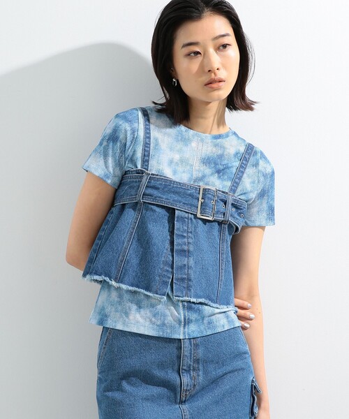 Ray BEAMS（レイビームス）の「Ray BEAMS / デニム プリント Tシャツ（Tシャツ/カットソー・レディース・ブラック/ブルー系その他4・ONE SIZE）」の11枚目の写真