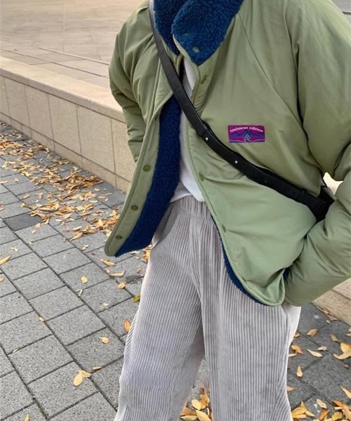 LYEON(リヨン)の「リバーシブルバイカラーボアジャケット(ブルゾン・レディース・ネイビー/ブラウン/オフホワイト・FREE)」の13枚目の写真