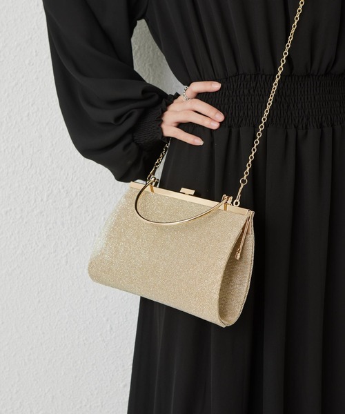 LA VORAGINE（ラ ヴォラジネ）の「2WAY パーティーがま口  ショルダーバッグ ハンドバッグ（クラッチバッグ・レディース・ブラック/ゴールド/シルバー・FREE）」の8枚目の写真
