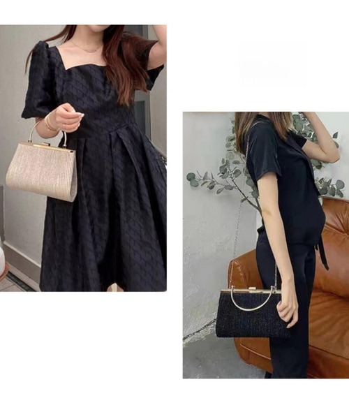 LA VORAGINE(ラ ヴォラジネ)の「2WAY パーティーがま口 ショルダーバッグ ハンドバッグ(クラッチバッグ・レディース・ブラック/ゴールド/シルバー・FREE)」の18枚目の写真