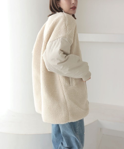 DONOBAN(ドノバン)の「mixボアオーバーブルゾン(ブルゾン・レディース・アイボリー/ブラック・FREE)」の17枚目の写真