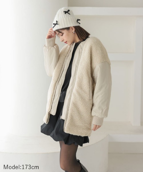 DONOBAN(ドノバン)の「mixボアオーバーブルゾン(ブルゾン・レディース・アイボリー/ブラック・FREE)」の10枚目の写真