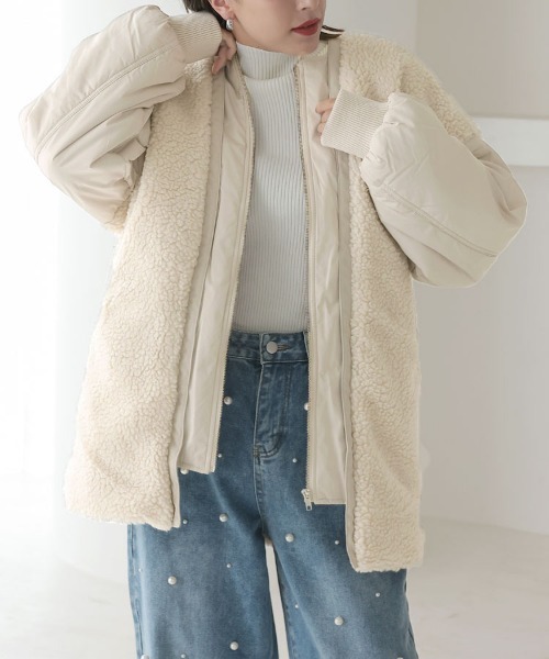 DONOBAN(ドノバン)の「mixボアオーバーブルゾン(ブルゾン・レディース・アイボリー/ブラック・FREE)」の13枚目の写真