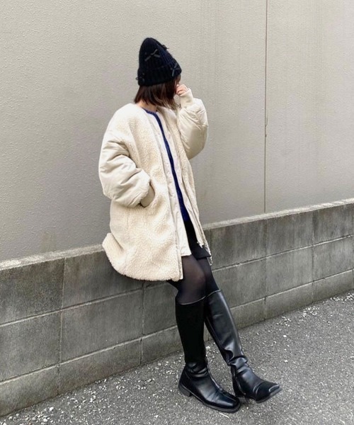 DONOBAN(ドノバン)の「mixボアオーバーブルゾン(ブルゾン・レディース・アイボリー/ブラック・FREE)」の18枚目の写真