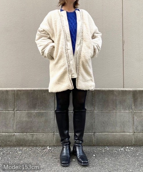 DONOBAN(ドノバン)の「mixボアオーバーブルゾン(ブルゾン・レディース・アイボリー/ブラック・FREE)」の20枚目の写真