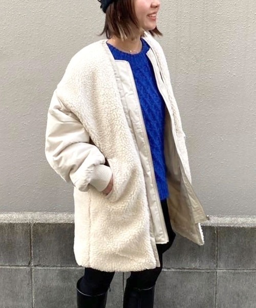 DONOBAN(ドノバン)の「mixボアオーバーブルゾン(ブルゾン・レディース・アイボリー/ブラック・FREE)」の19枚目の写真