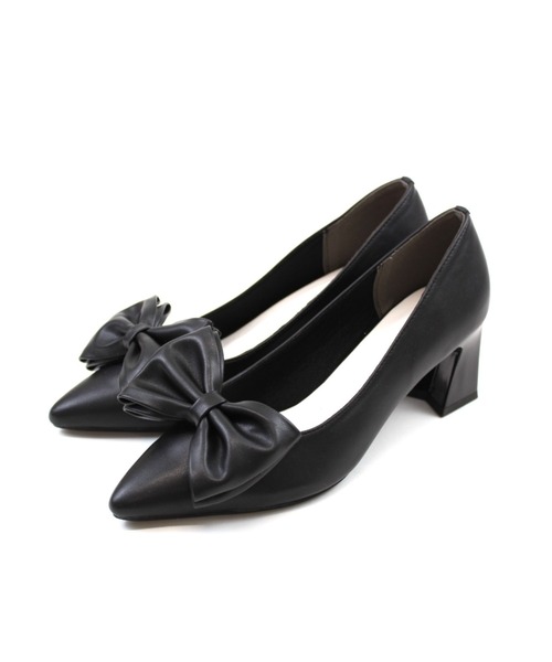 VIVIAN(ヴィヴィアン)の「リボン付きポインテッドトゥパンプス 結婚式 二次会 パーティー フォーマル オケージョン(パンプス・レディース・ブラック/シルバー/アイボリー/ブロンズ/グリーン/クリアブラック/シルバー系その他/ストーン/ワンウォッシュ/レッド系その他/その他3/ライトブラック・S/M/L/LL)」の4枚目の写真